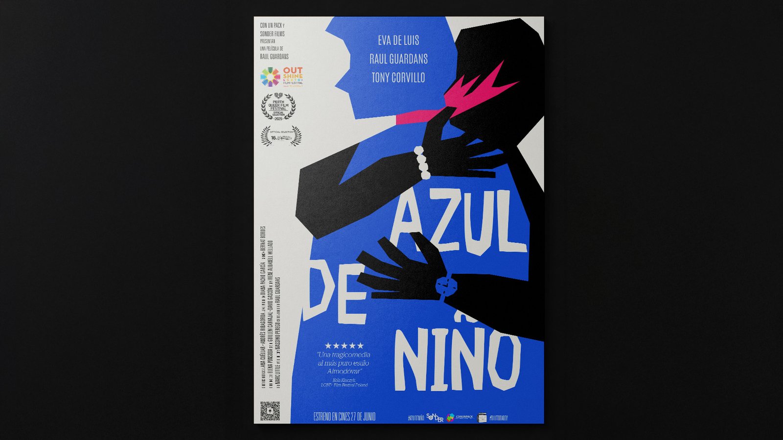 Azul de niño film poster featuring the final geometric illustration and typography.