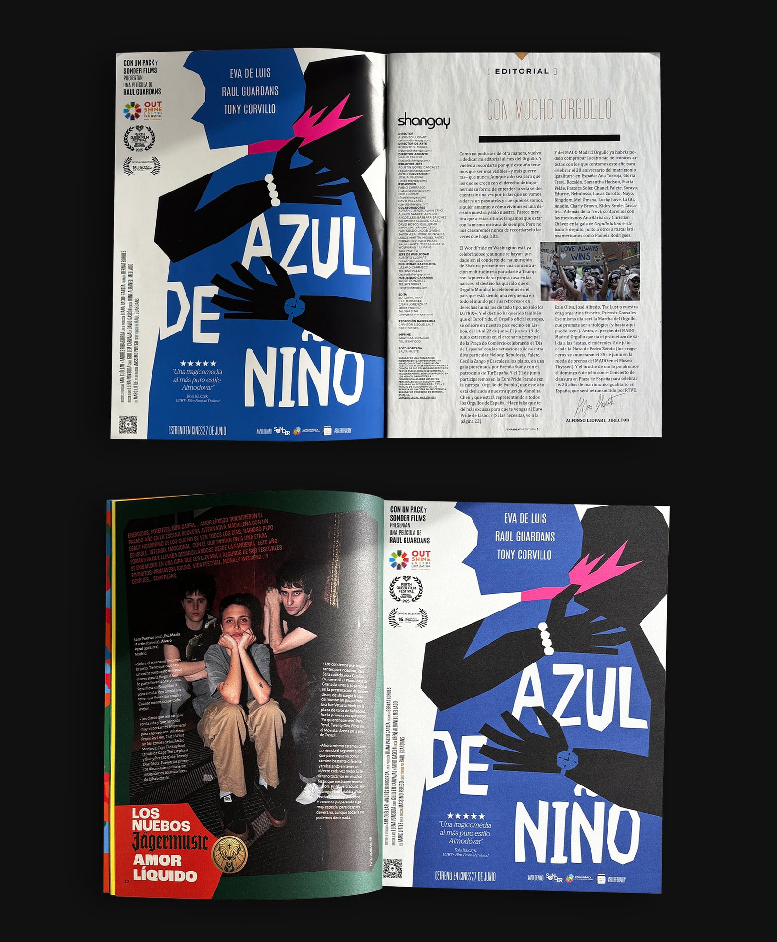 Azul de niño film poster featured across printed publications.