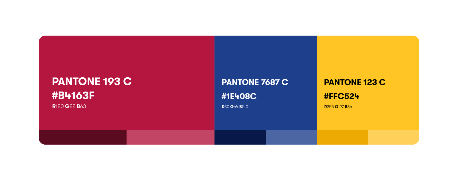 Club de Madrid colour palette in maroon, blue and yellow.
