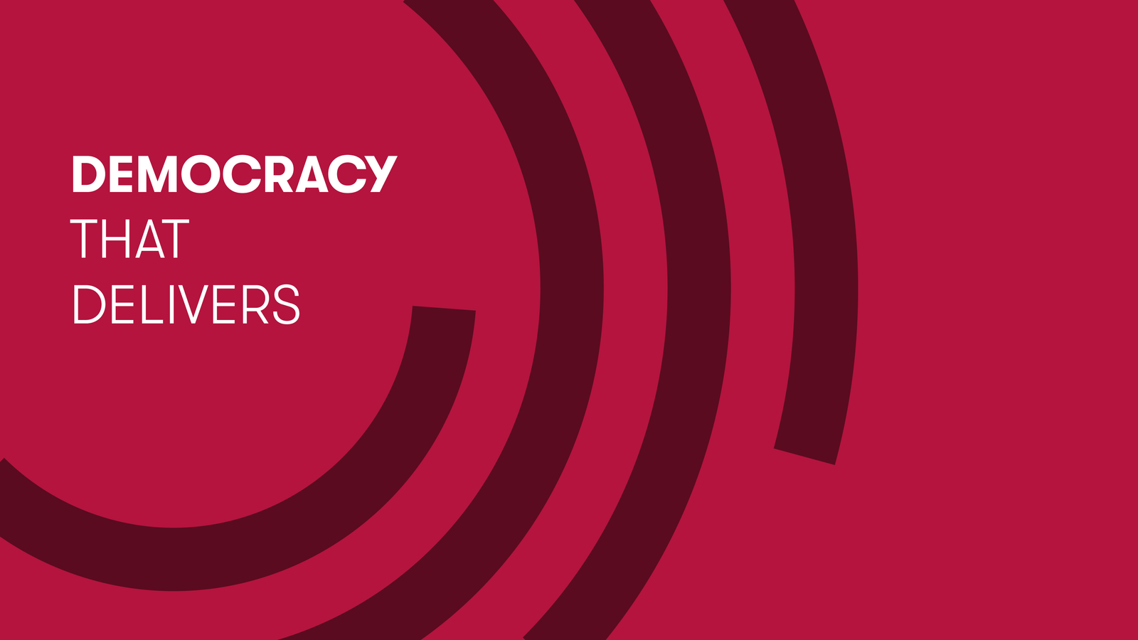 Club de Madrid identity with the Democracy That Delivers message and circular emblem.