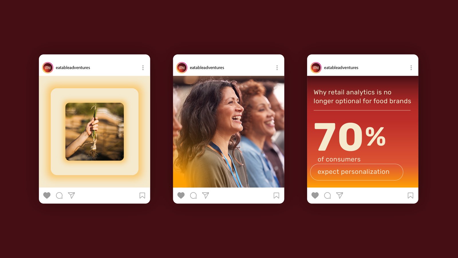 Eatable Adventures rebrand applications.